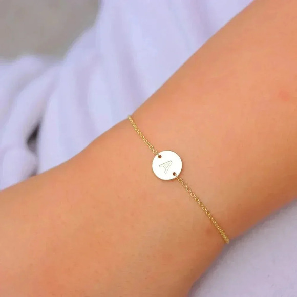 ENGRAVED PERSONALIZED❤️CHARM - A to Z GOLD INITIAL BRACELET GIRL TEEN, ELDM22240 - Picture 2 of 12